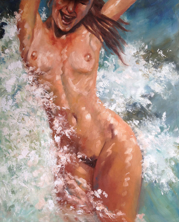 nude in the sea