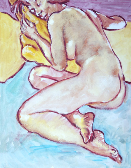 female nude in oil